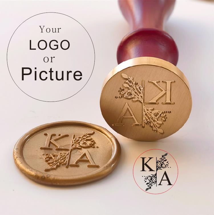 Wax Seal Stamp Set - カスタムシール ワックスシールスタンプ 自社ロゴでカスタマイズ 結婚式招待状 誕生日ギフトスタンプ 交換可能なハンドルスタンプ