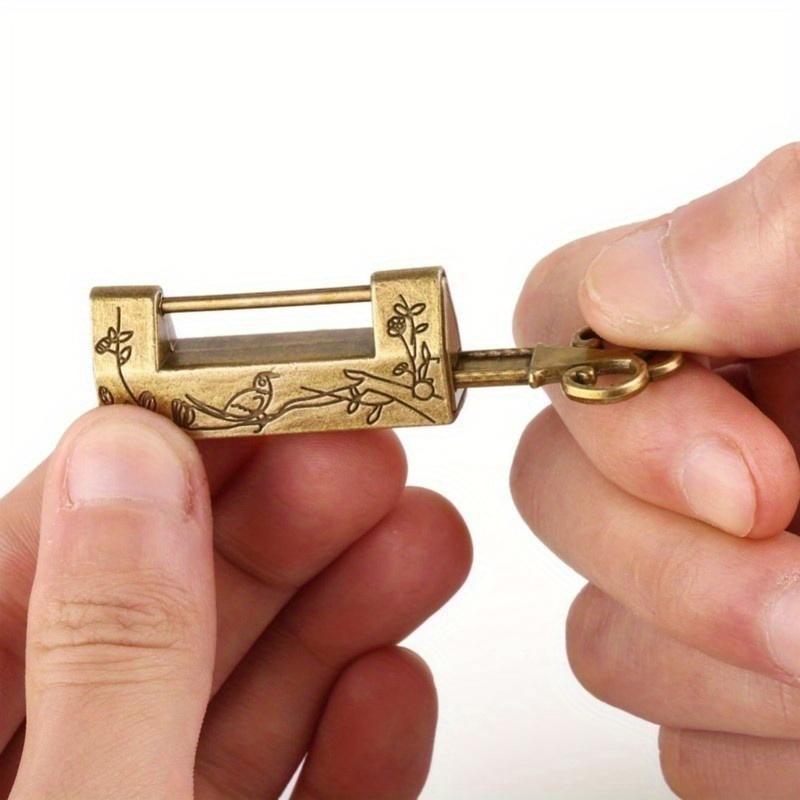 Letter Opener Brass - 2セットの中国のヴィンテージアンティークロック、古いスタイルのロックとキー、優れた真鍮の彫刻が施されたワード南京錠