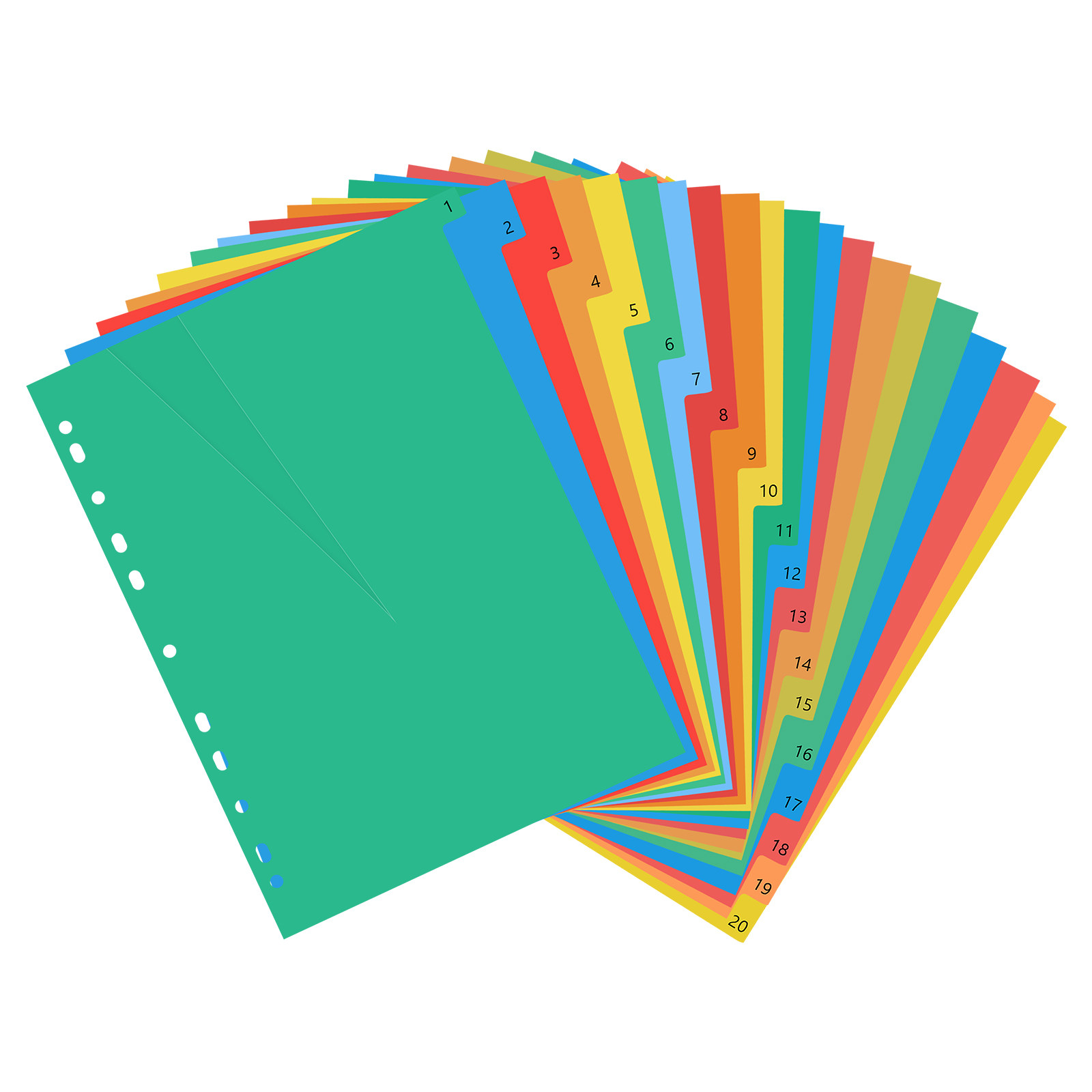20ページ A4サイズ カラーコード付きプラスチックタブディ - Tab Divider A4 のレビューと価格