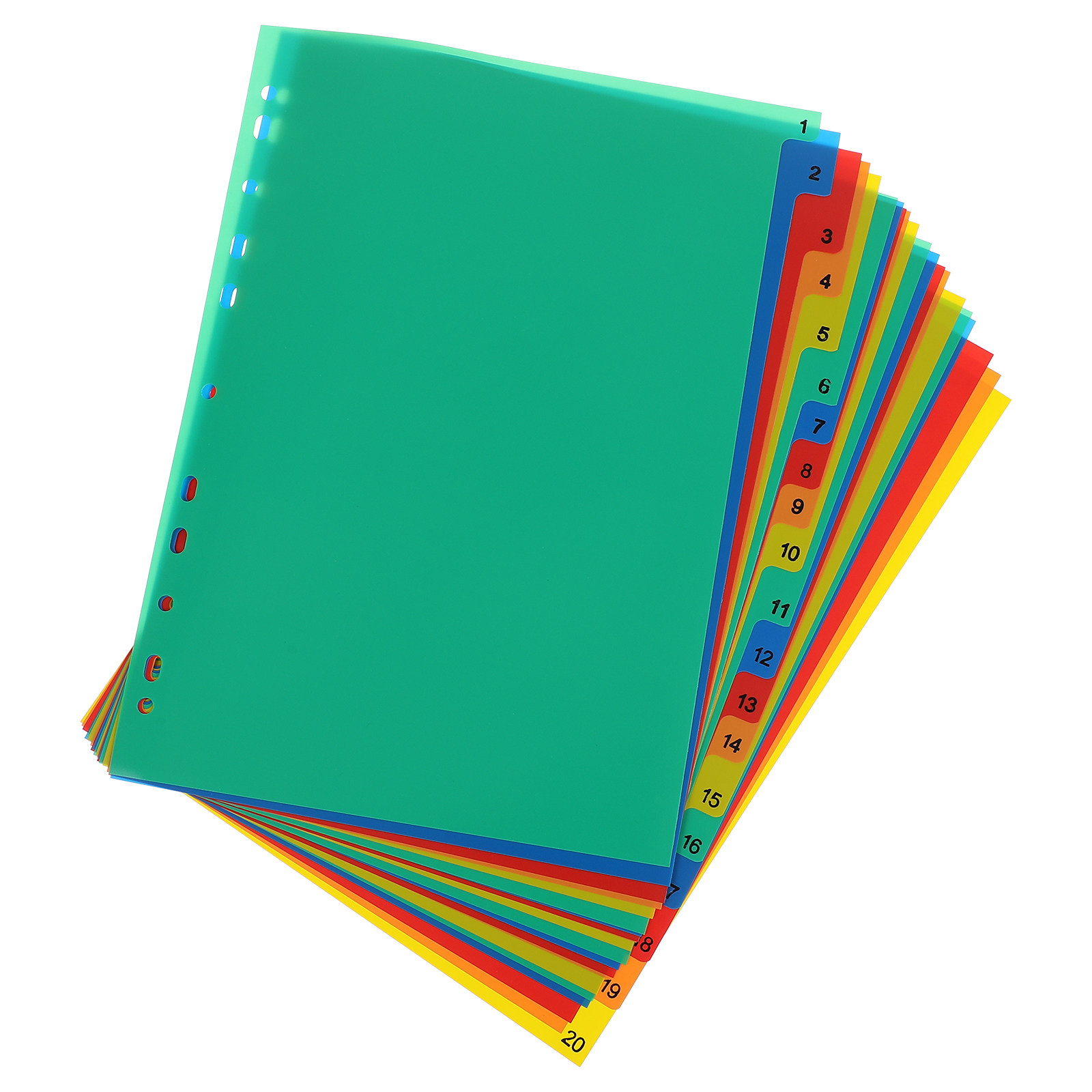 20ページA4カラフルプラスチックタブディバイダー、バインダ - Tab Divider A4 のレビューと価格